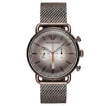 EMPORIO ARMANI Herrenuhr - Brauner Stahl - Quarz - Mineralglas - Analog