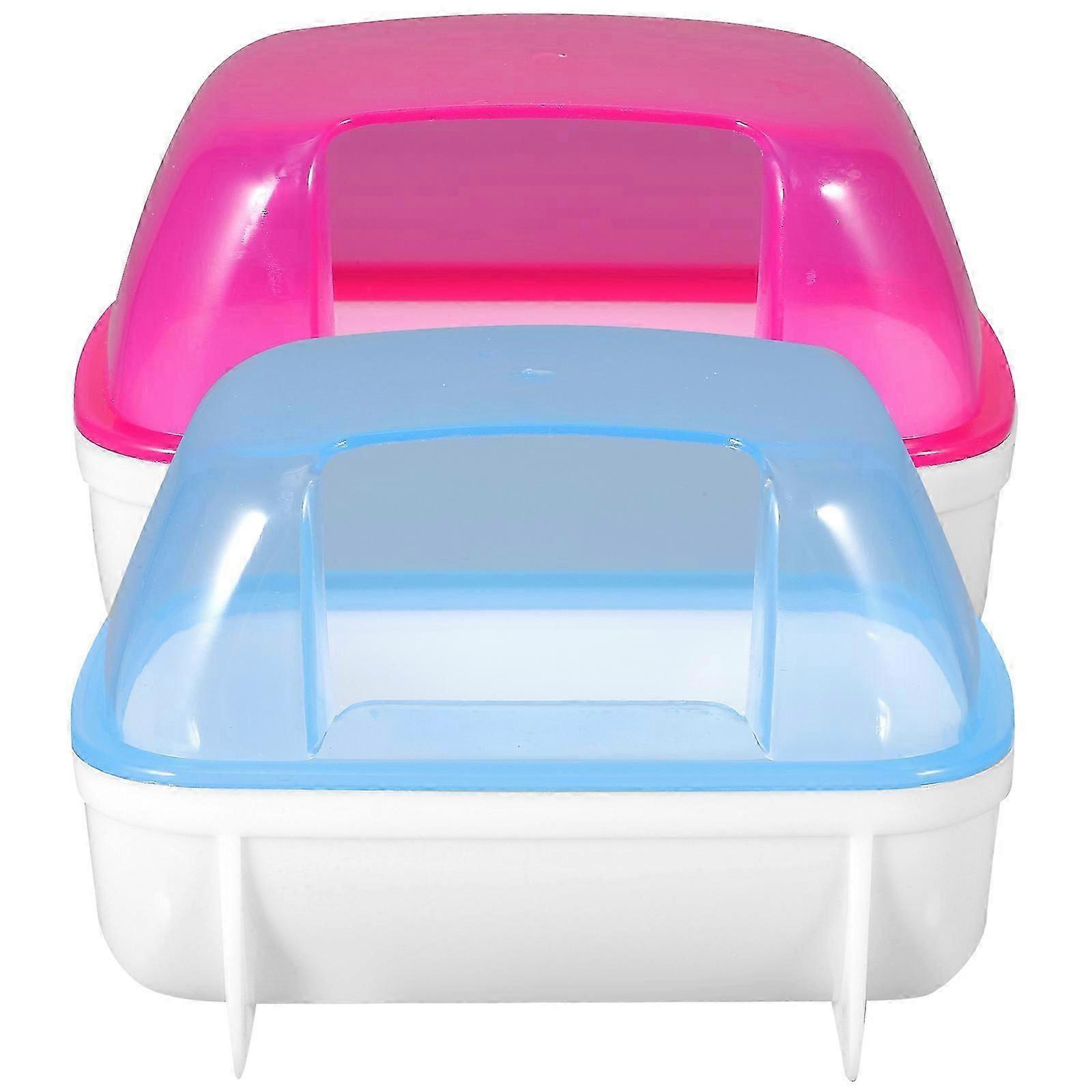 2 Adet Pembe Çöp Kutusu Hamster Toz Banyosu Hamster Banyo Kase Hamster Çöp Kutusu Hamster Evi