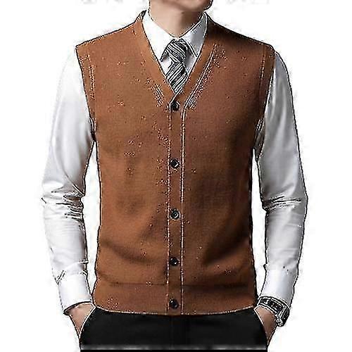Herrenweste, lässige V-Ausschnitt ärmellose gestrickte Knopf-Strickjacke