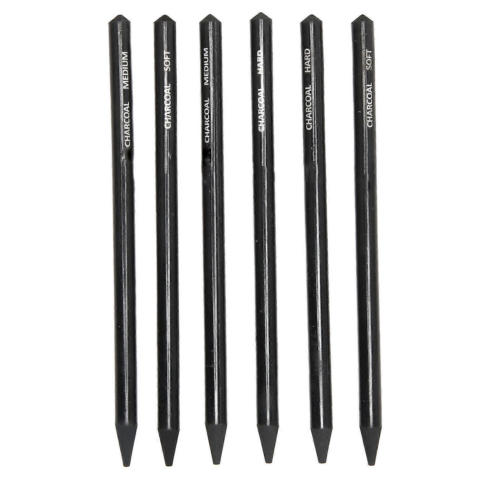 6pcs Charcoal Pencils Set Easy to Color Prevent Breakage Pencils for Sketching Drawing Shading
