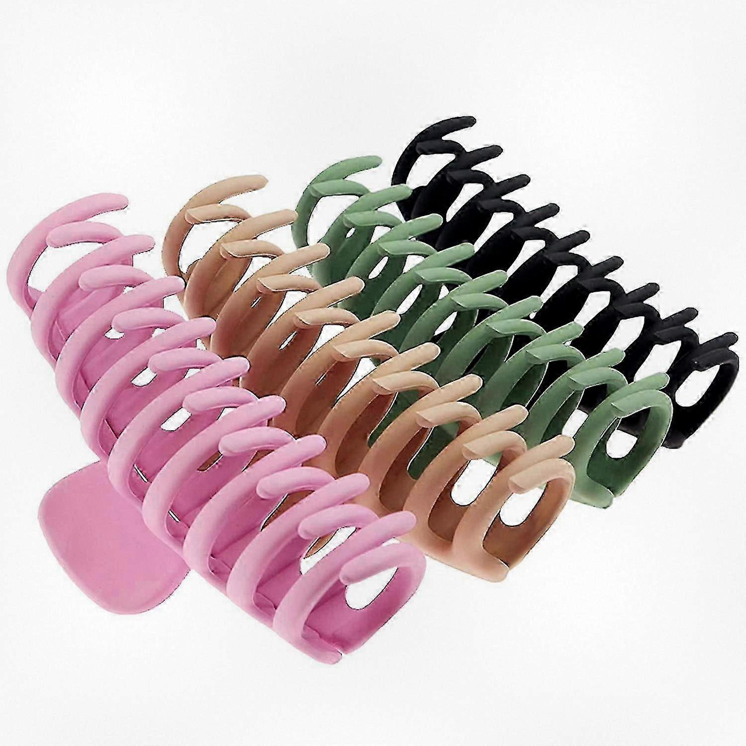 Large Nonslip Hair Claw Clips Suitable for Women, Strong Hold Clips for Thick and Thin Hair, Available in 4 Colors, Set of 4 Packs