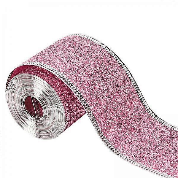 6xクリスマスグリッターリボン2インチX 90ヤード装飾DIYクリスマスデコレーション