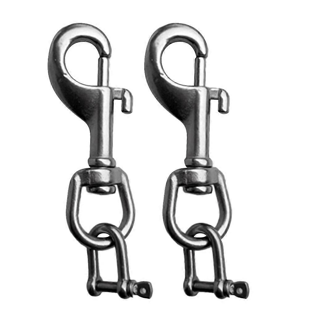 Stainless Scuba Diving Torch Holder Single End Snap Clip D Ring Shackle 2pcs