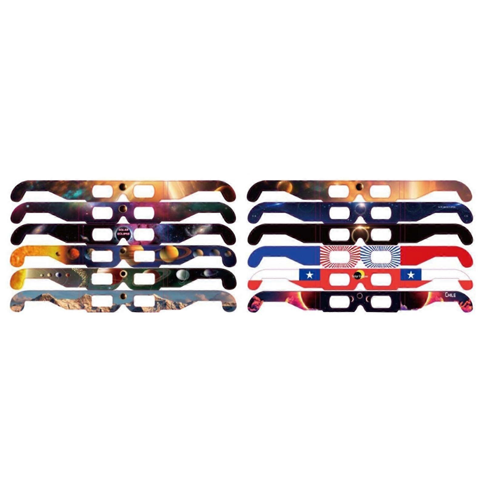 Set of 6/12 Solar Eclipses Glasses for AllAges Direct Sun Viewing Random Style Eclipses Paper Glasses with Safe Shade