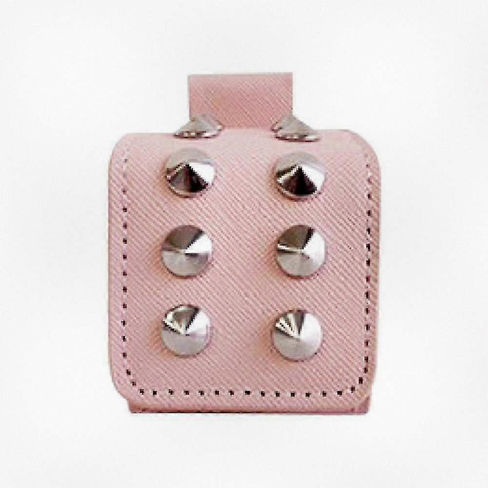 Pink Golf Leather Case and Holster for Golf Balls with Rivet Decoration (1 piece) Suitable for Various Brands
