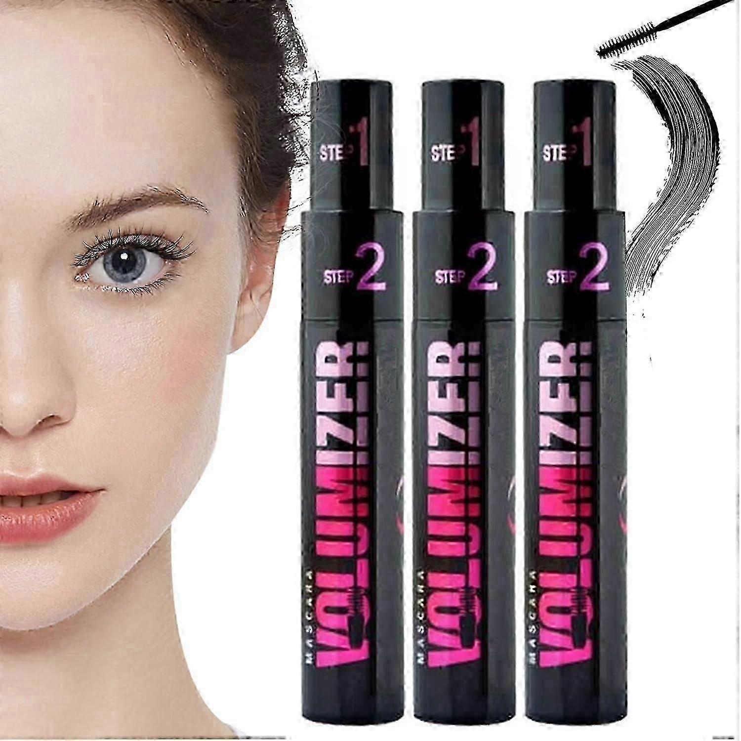 2 in 1 Curl Long Lasting Waterproof Mascara, 4d Silk Fiber Lash Mascara, 2 in 1 Lengthening Mascara Instantly Create The Look of Lash Extensions