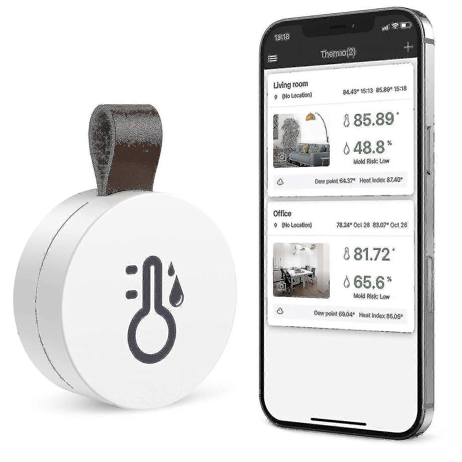 Wireless Thermometer Hygrometer for Indoor Outdoor Use, Bluetooth 5.0 Humidity Temperature Sensor with Data Export & Alerts