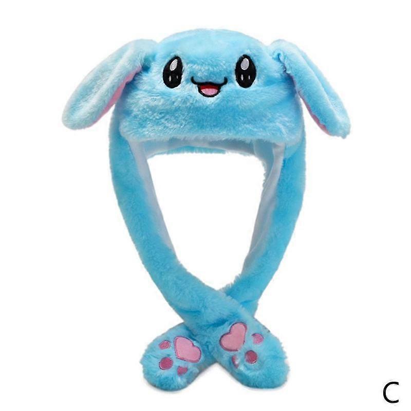 Blue rabbit without light (C)$ Douyin same style rabbit ear hat with ears that move when you pinch it cartoon toy