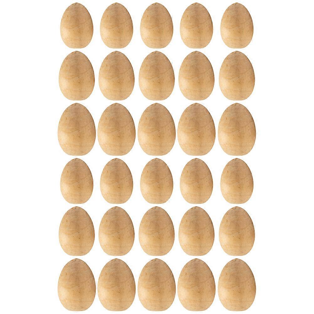24 Pack Unfinished Wooden Easter Eggs for DIY Painting Crafts – Smooth Blank Ornaments in Assorted Sizes for Family Fun & Home Party Decor