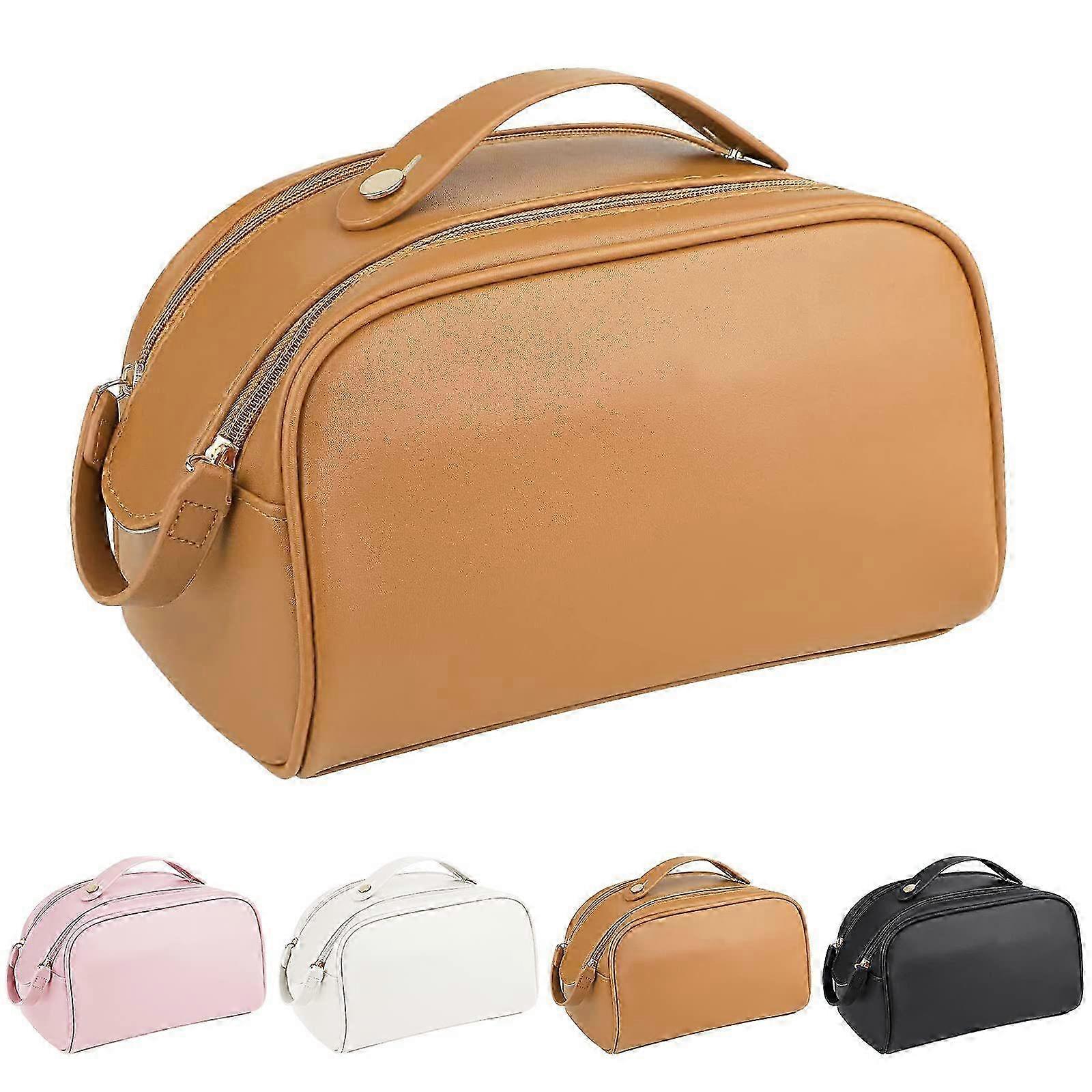 ポータブル大容量化粧バッグ、ダブルジッパー付き、旅行&収納用