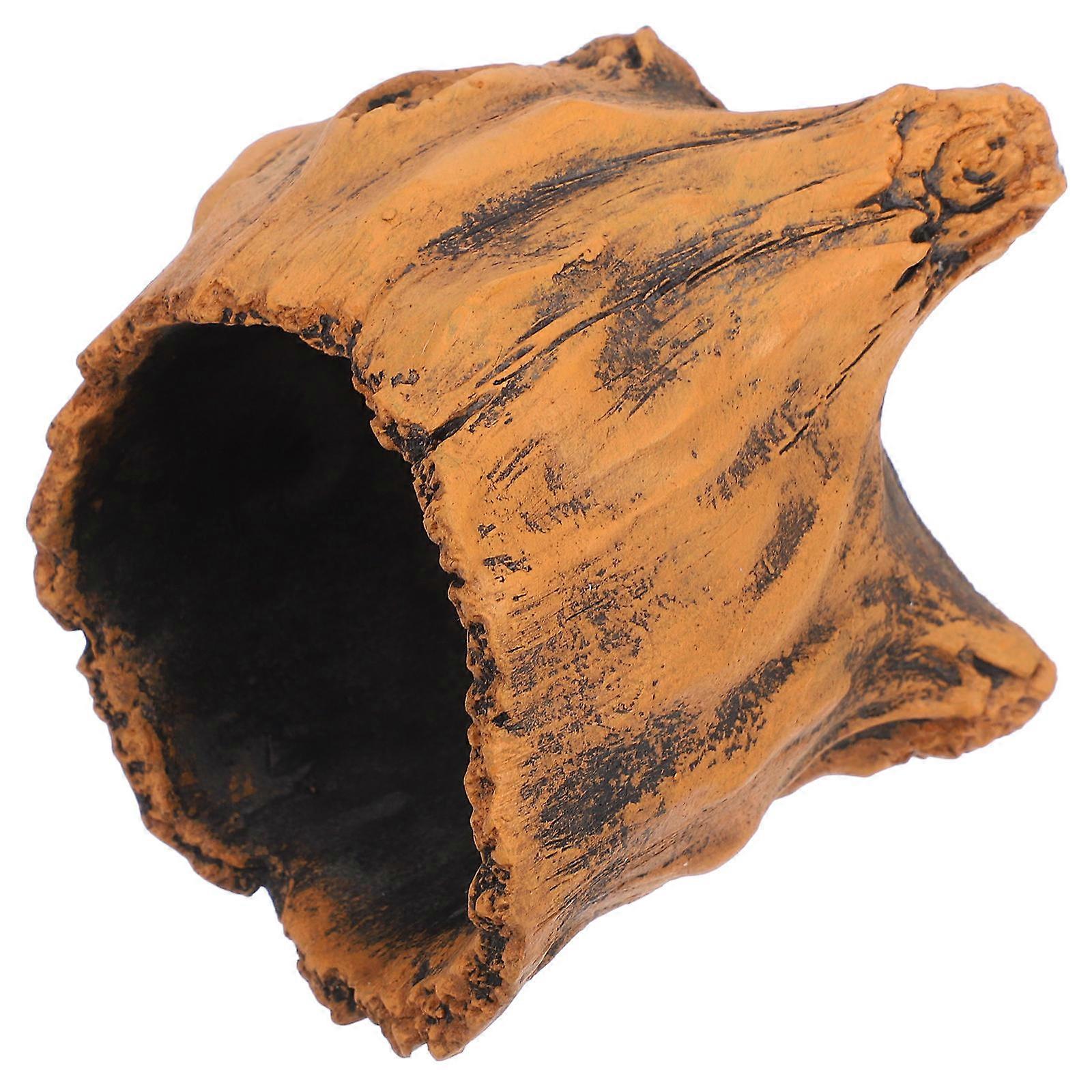 Retro Tree Bark Planter, Sleek Cement Container for Small Plants