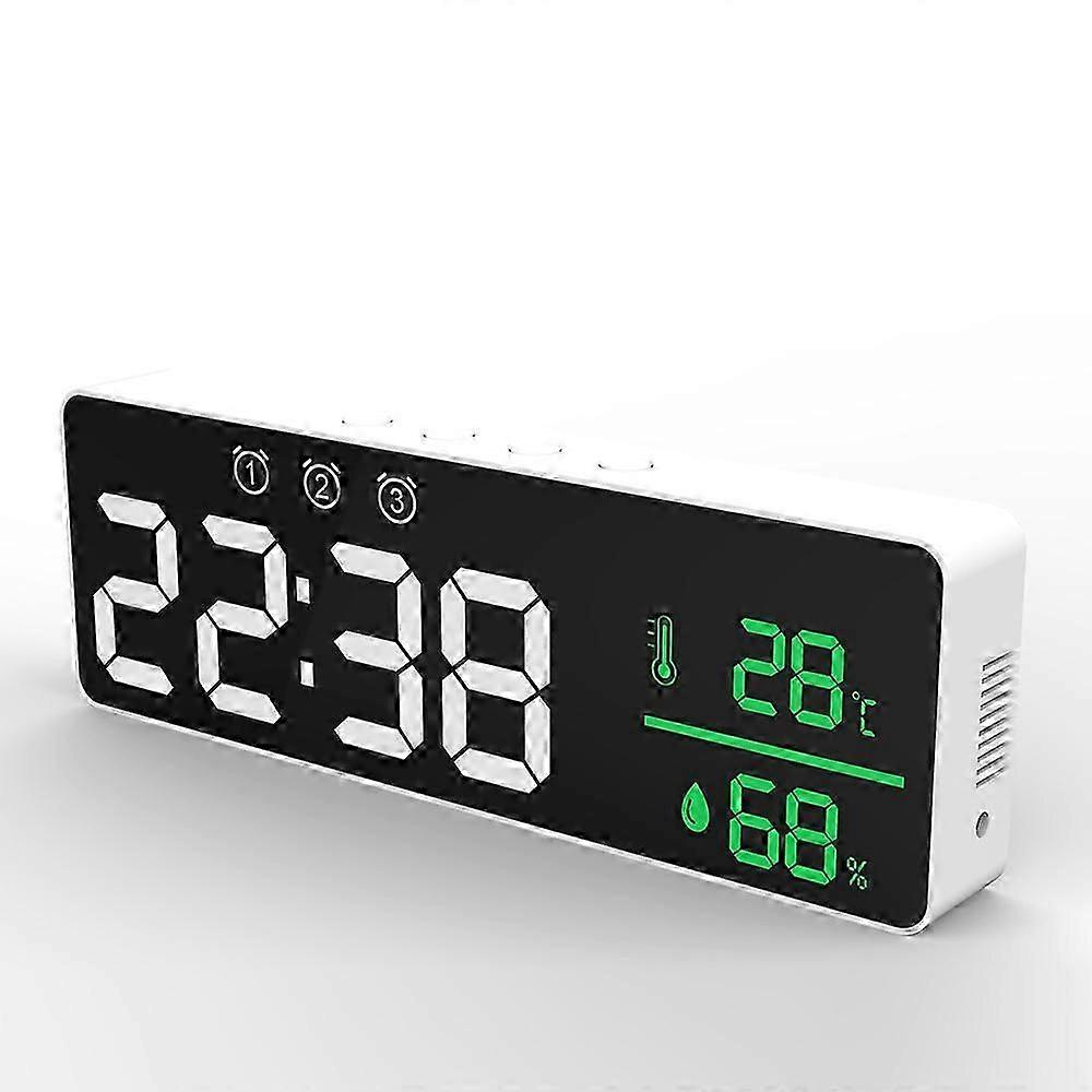 Multifunctional Digital USB Clock LED Brightness Adjustable Temperature Humidity Displaying Alarm Clock