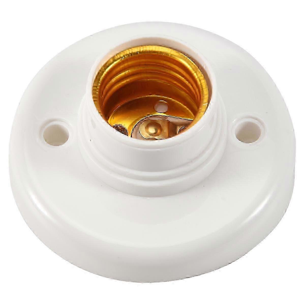E27 Round Plastic Base Screw Light Bulb Lamp Socket Holder White