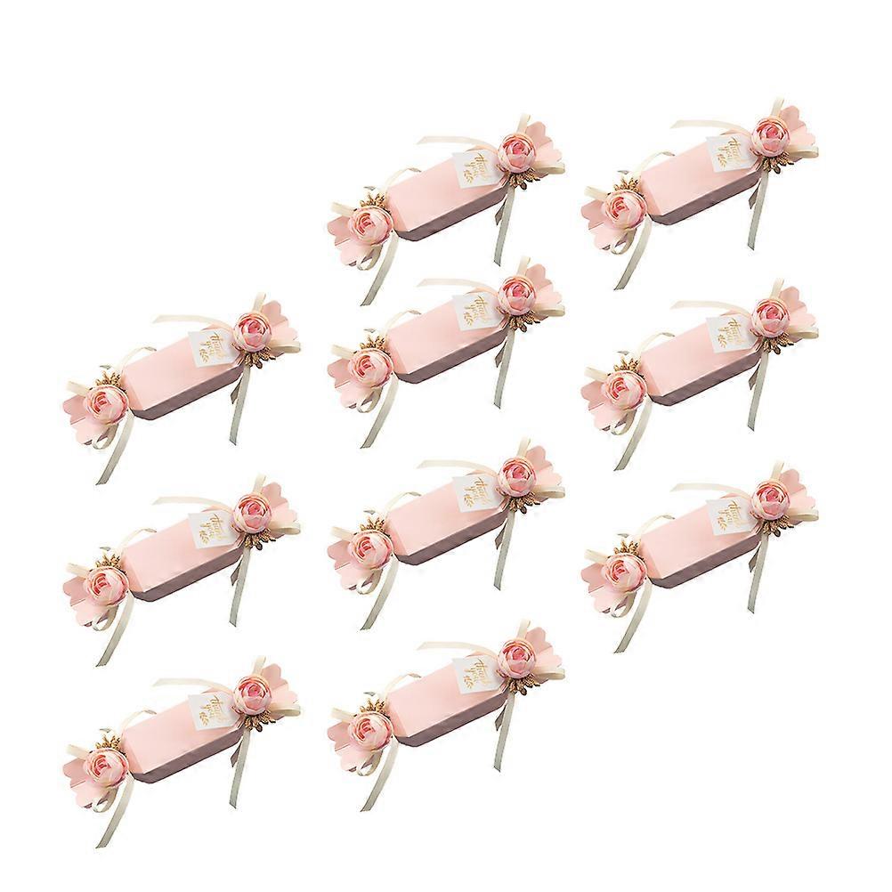 Candy Box 10Pcs Pink Paper Wrapping Gift Box for Storage Use with Construction