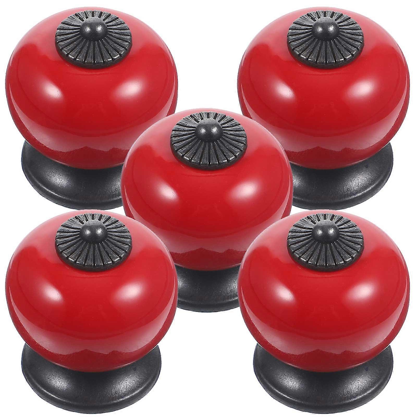 Round Cabinet Knobs Solid Ceramic Metal Liven Up Kitchen Furniture Update 5Pcs