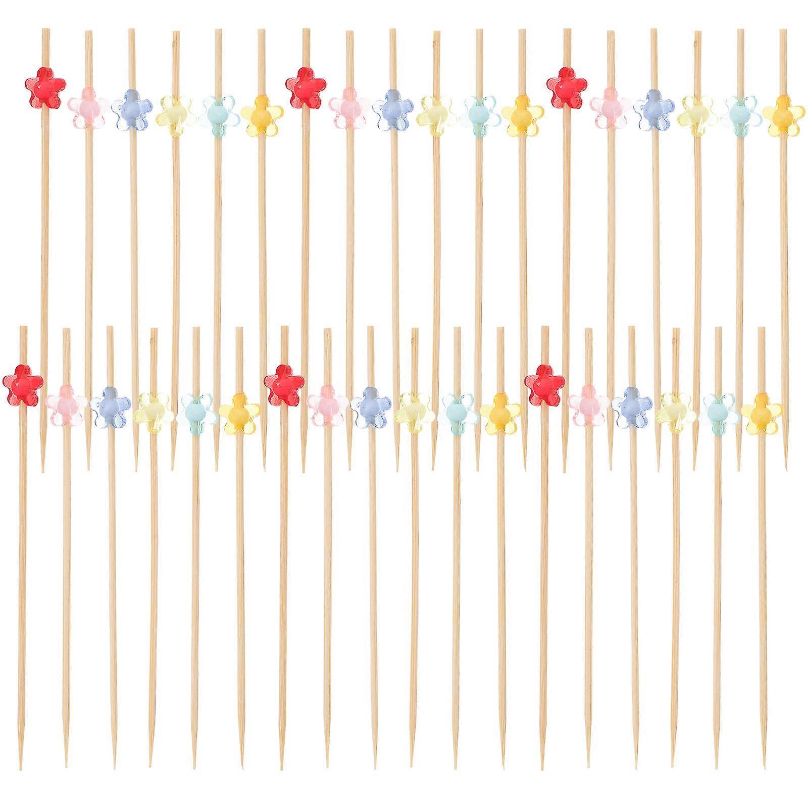 Creative Snack Sticks Fruit Picks Bamboo Dessert Picks Beverages 4.72X0.39X0.20in 100Pcs