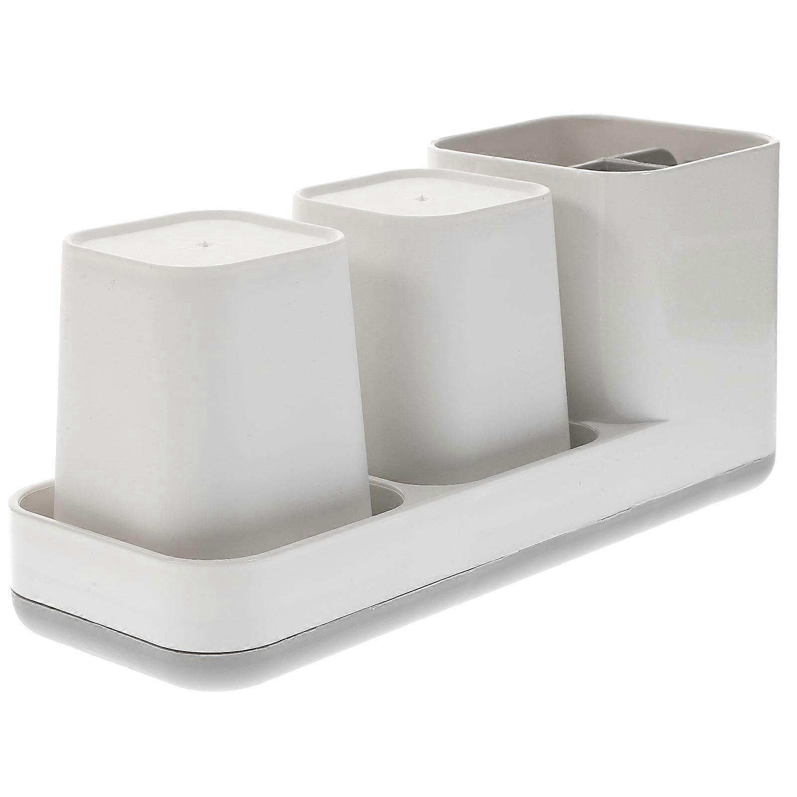 Toothbrush Cup Holder Creative Storage Rack Keeps Dry Prevents Cross-Contamination 1Pc White 14.4 10.8cm For Bathroom Use