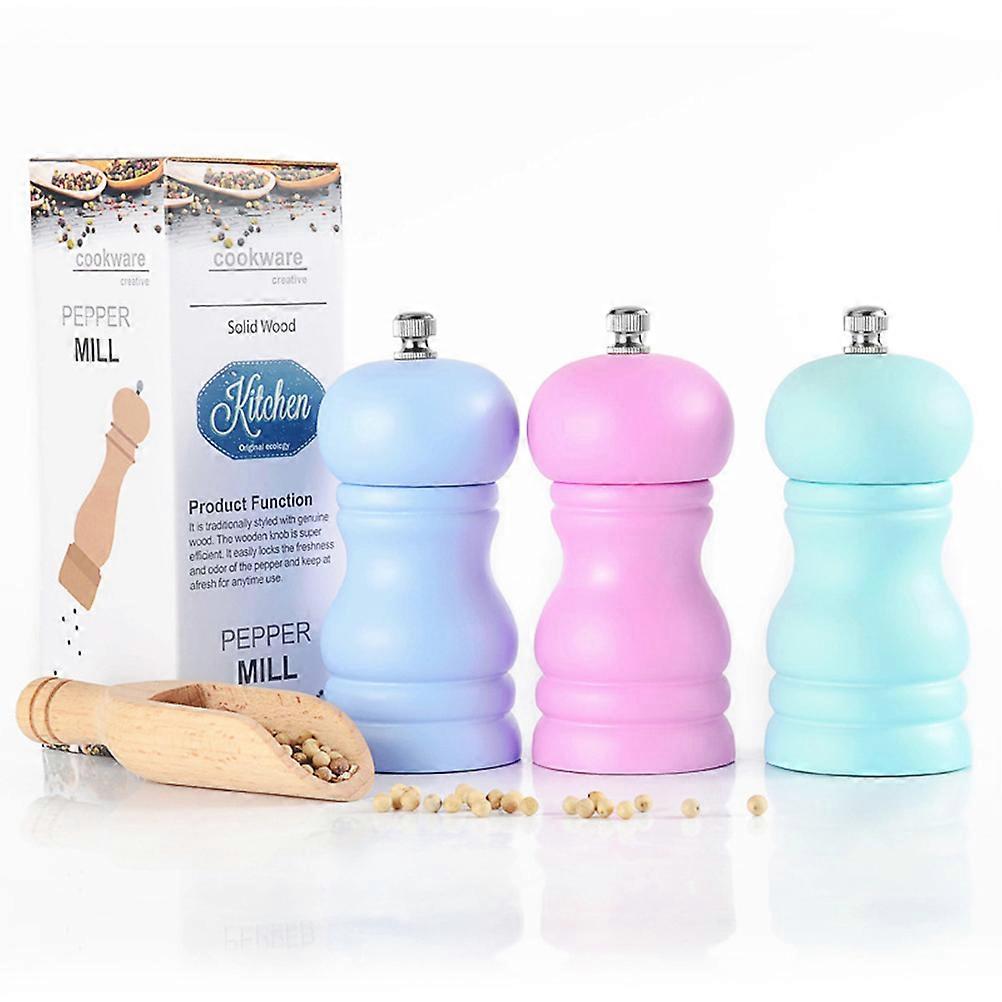 Manual Pepper Grinder Wood Ceramic Core for Home Use Pink 1Pcs