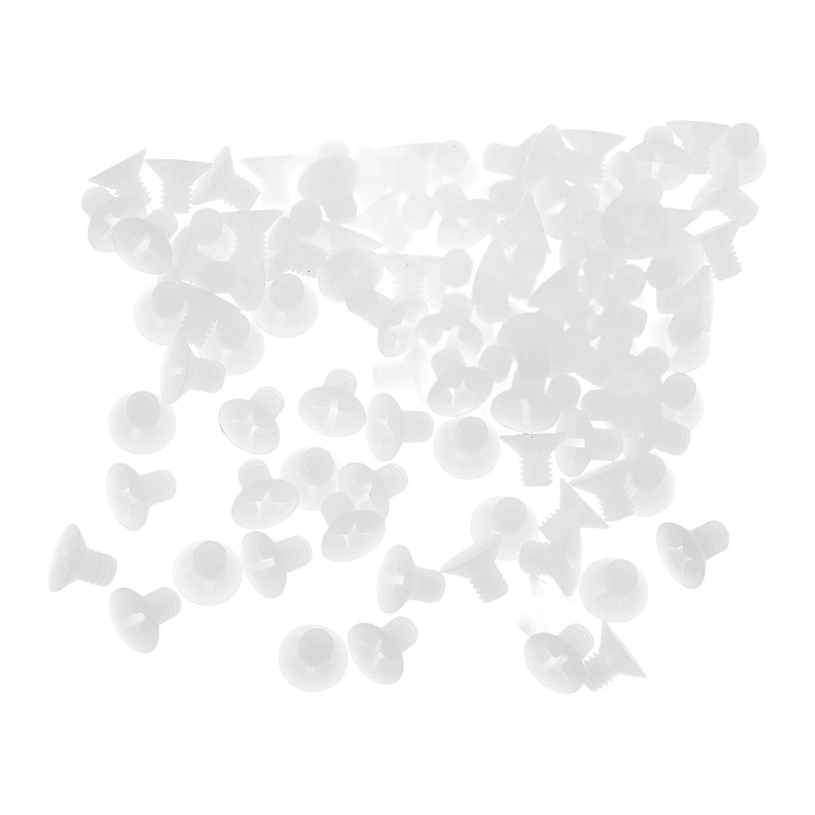 Screws for Plastic Nylon Screw and Nut Set Flat Head Cross Recessed Head White 0.80X0.70X0.70CM Tightening 100Set