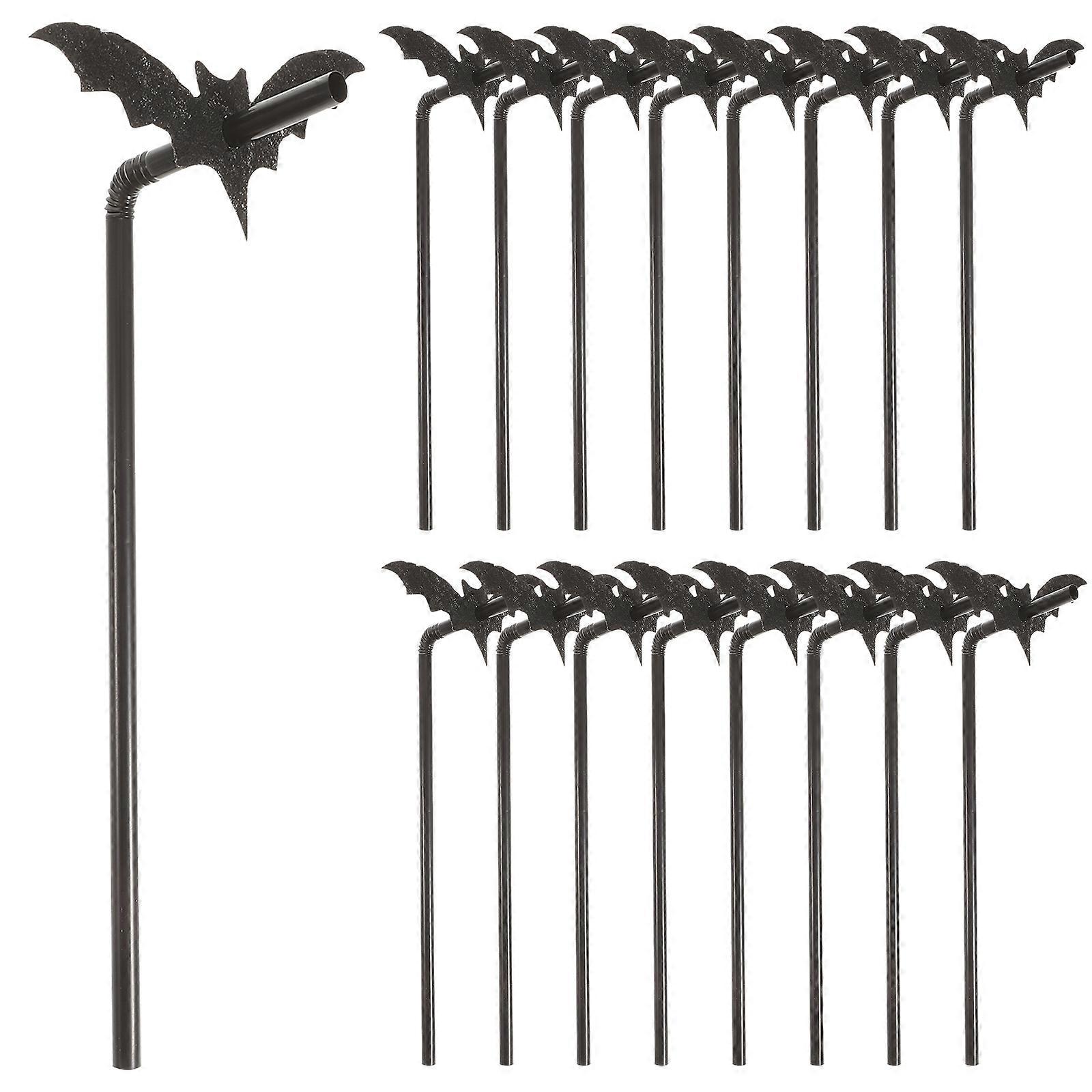 Halloween Bat Straws For Party Black Drinking Accessories 50 Sets