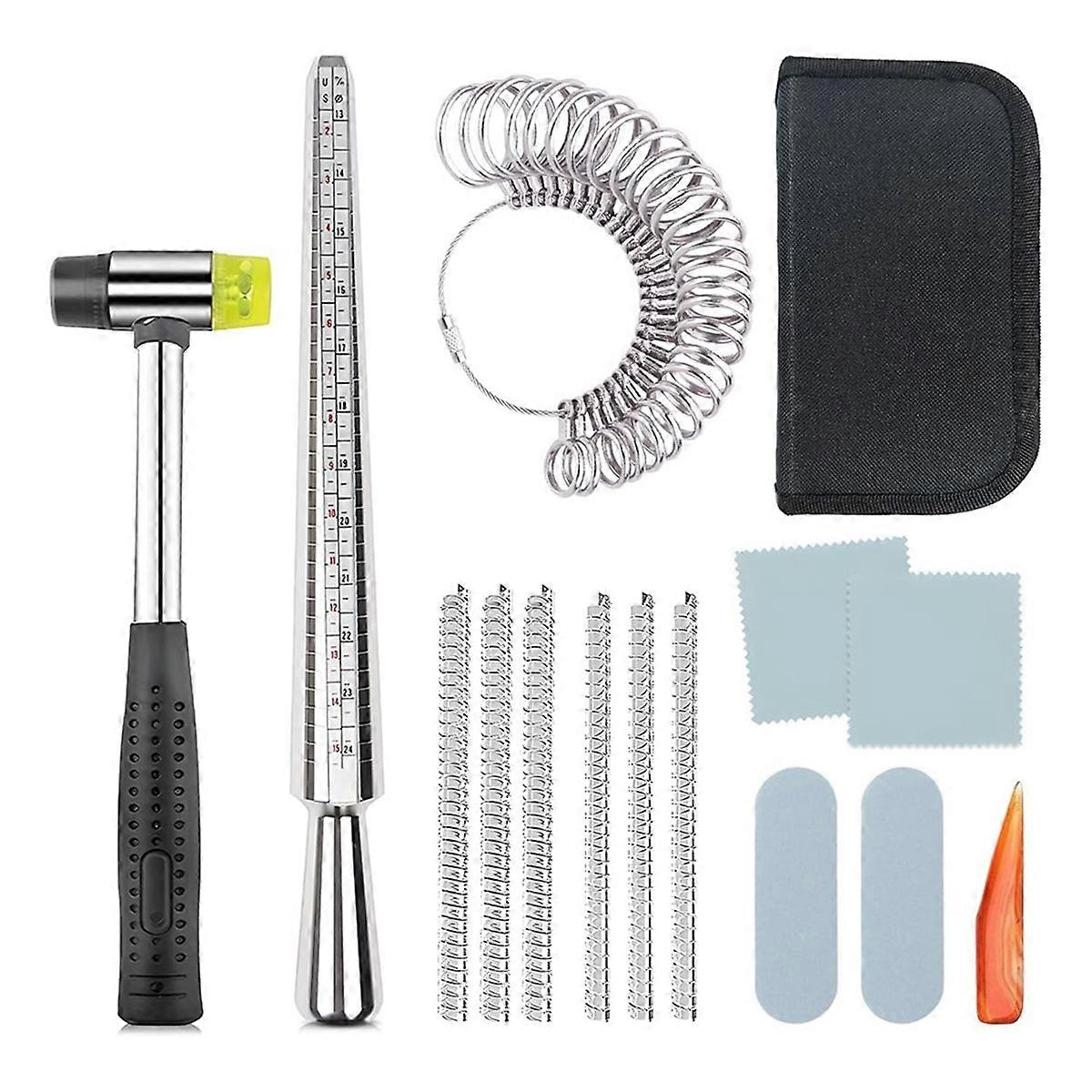 Ring Size Measurement Indicator Tool Ring Mandrel Measuring Stick+Polishing Stick and Polished for