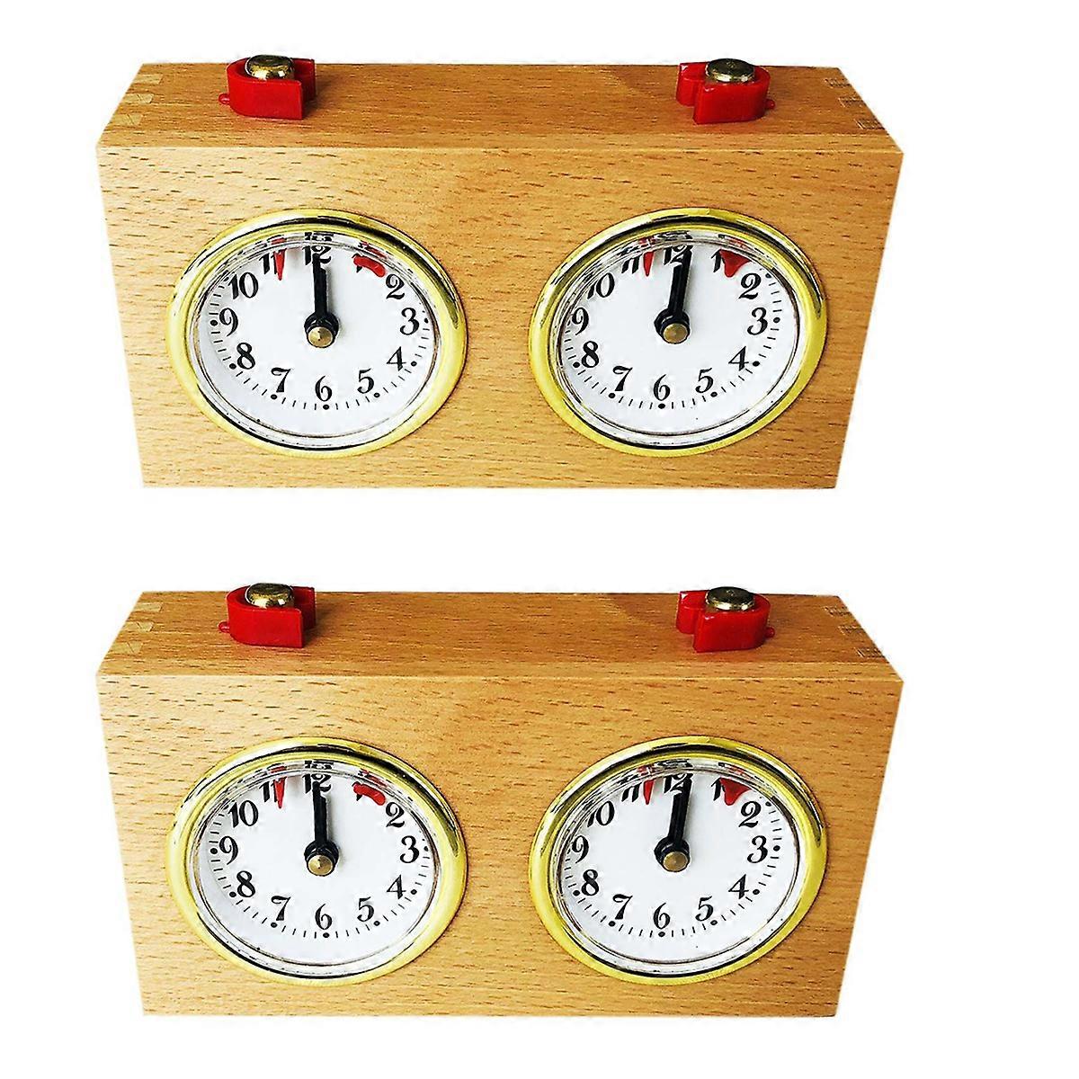 2X Wooden Chess Timer Tournament Competition Game Chess Clock Timer Gift Wind-Up Mechanical Accessor