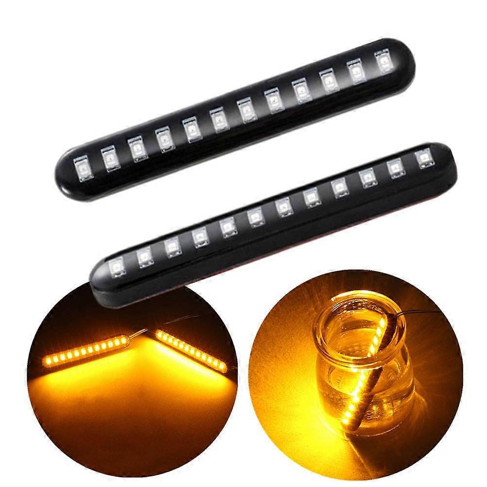 Utv Turn Signal Lights 2Pcs 12 Motorcycle Light Strip For Driving With Turn Signal Feature