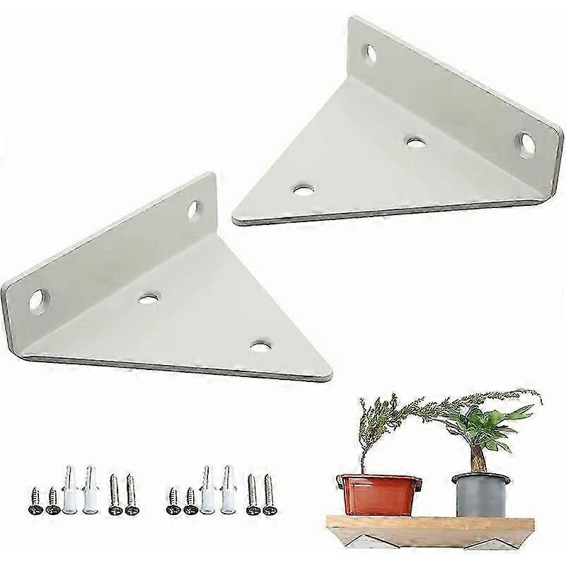 Triangle Shelf Brackets Angle Floating Shelves Wall Bracket Wall Shelf Bracket Invisible Fixing Floating Metal Triangle With Fixing Screws,2pcs White