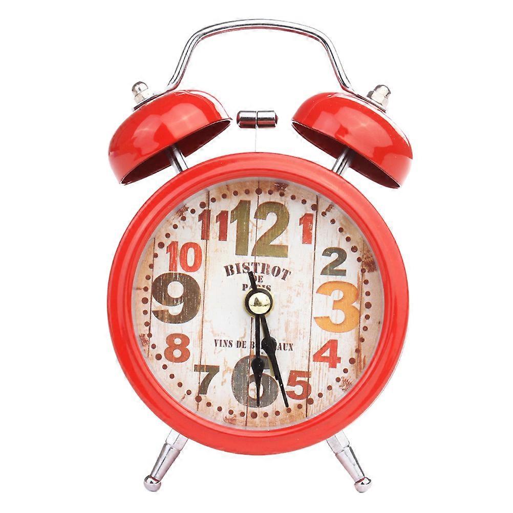 Bell Alarm Clock Metal Desk Clock Time Display Red 1Pack