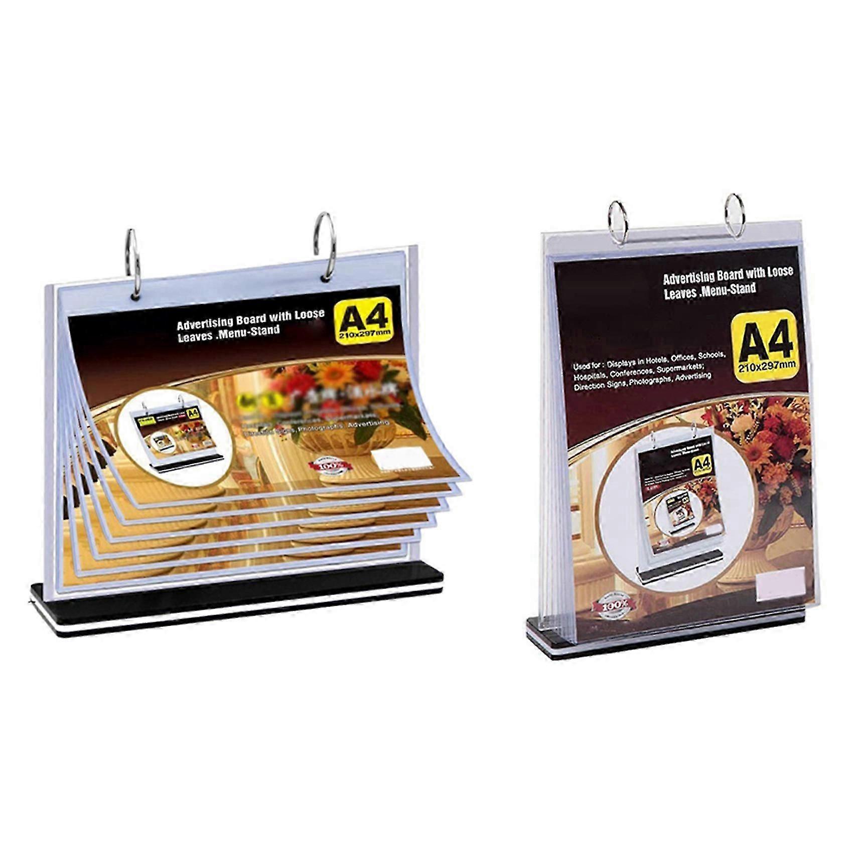 2x A4 Multi-Page Flip Display Card Label Display Stand Abnehmbares Etikett Business Menü Halter
