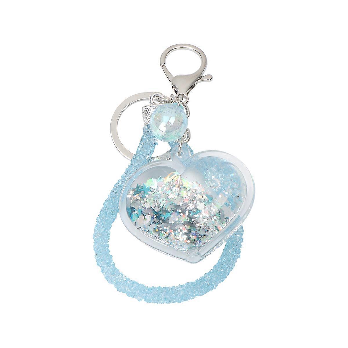 キーホルダーかわいい美的ライトブルーハート型ホルダーバッグバックパックカーハンギングオーナメント1ペア