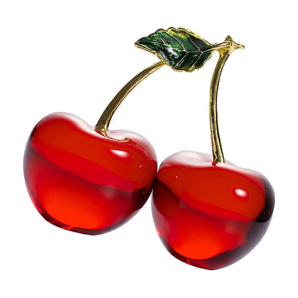 Masteelf 1pc Crystal Craft Cherry Decor Creative Desktop Fruit Decoration Ornament