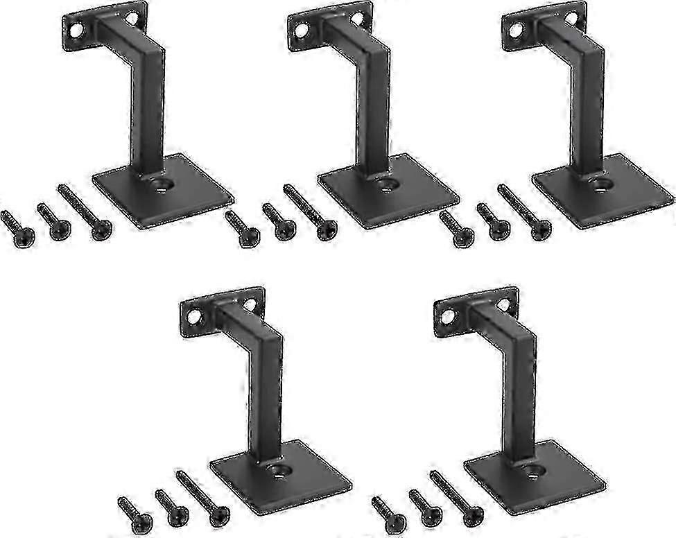 5パック木製手すりブラケットブラック屋内壁アクセサリー階段手すりブラケット(マットブラック)-yvan-Yogo