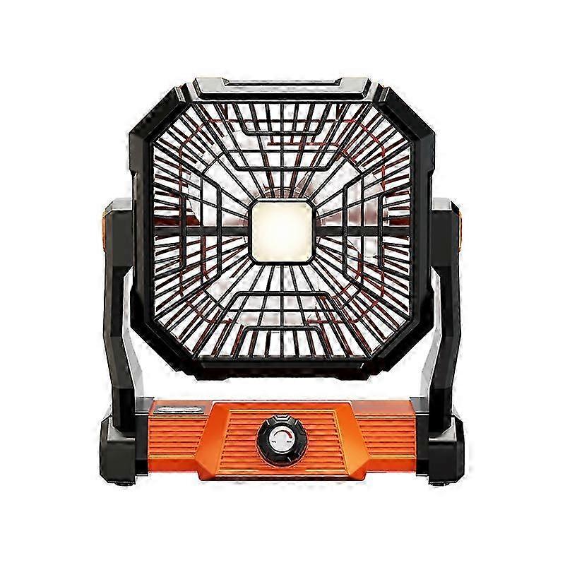 Portable Rechargeable Camping Fan with LED Light, 270° Rotation, Hanging Hook