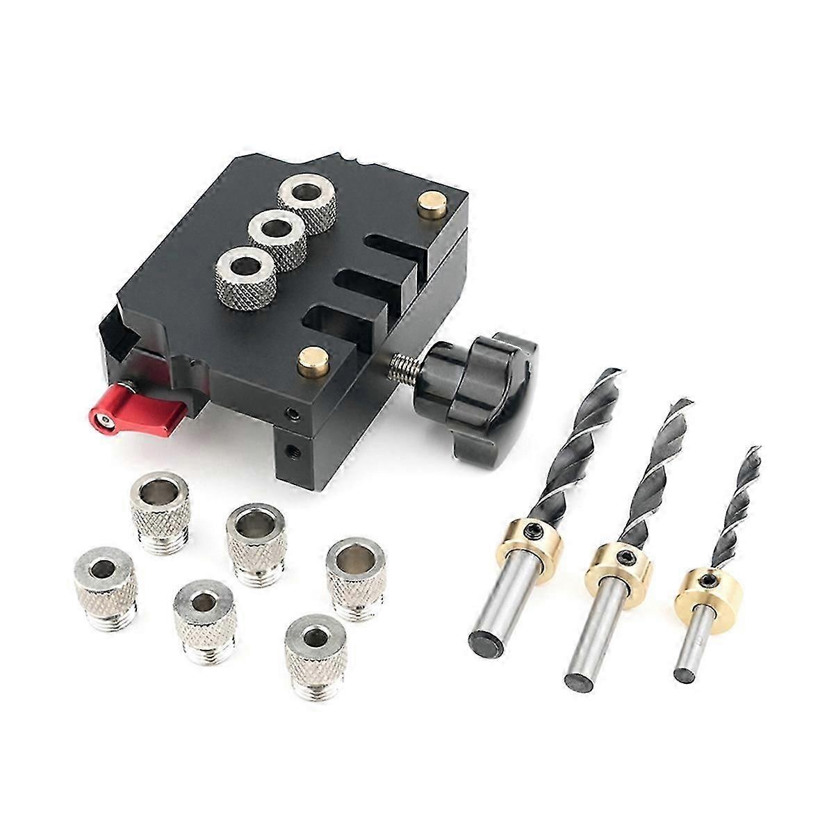 Self Centering Doweling Jig Kit, Drill Guides Locator for Straight Holes Biscuit Joiner Multifunctional Woodworking Tool