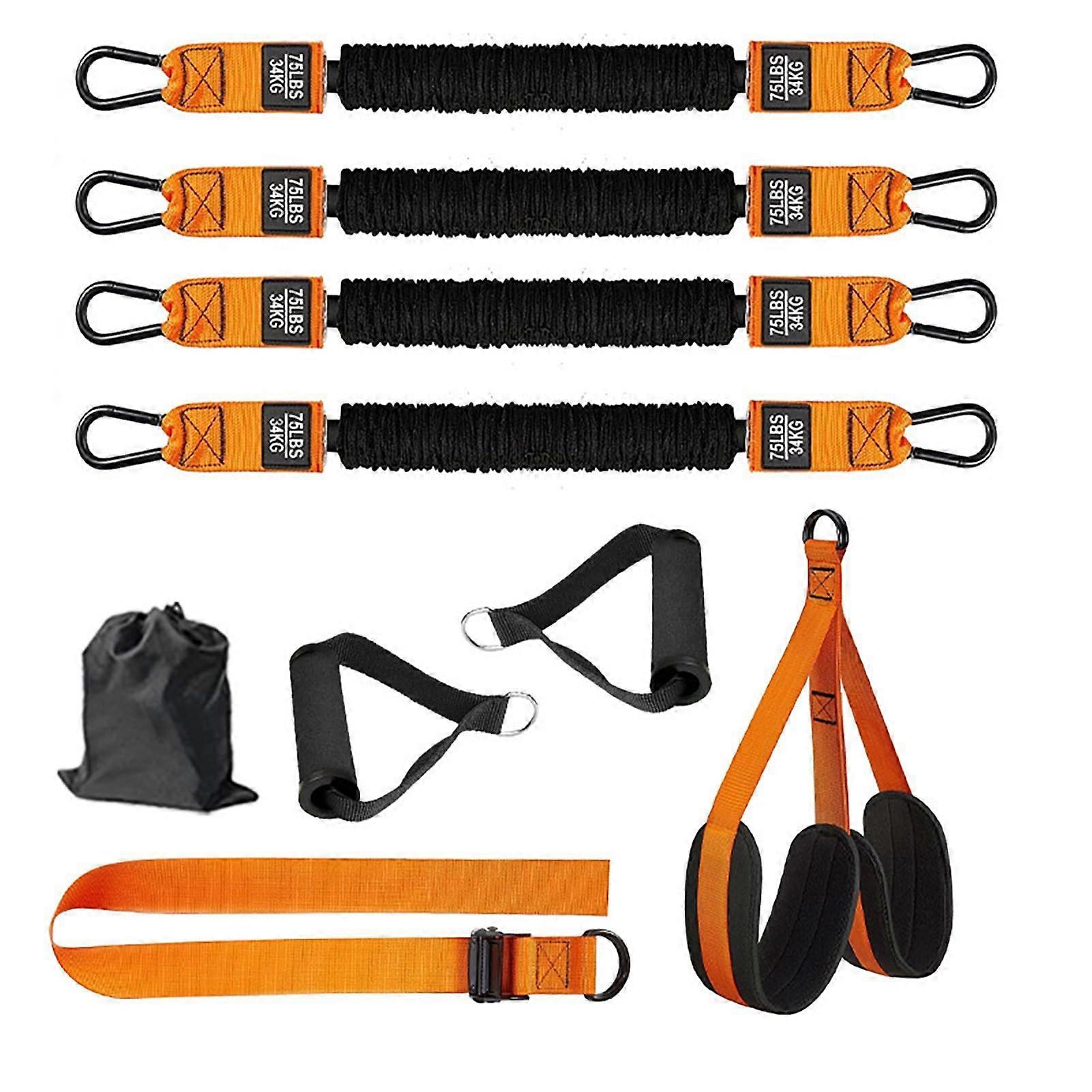 PullUp Resistance Band Horizontal Bar Assistance Set 150/225/300lbs Assist Strap with Foot Rest for Home Gym Training, Orange B