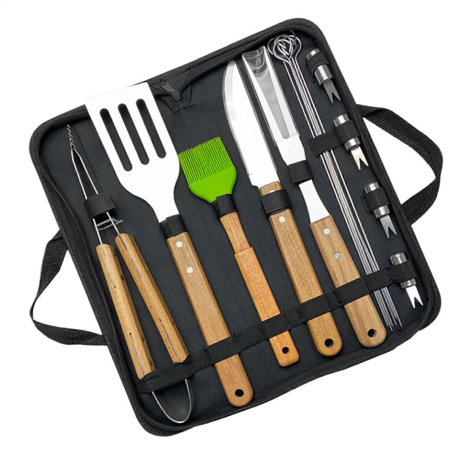 Grill Tool Set 16-Piece Spatula Tongs Brush Portable Outdoor BBQ Utensils For Camping Garden Picnic