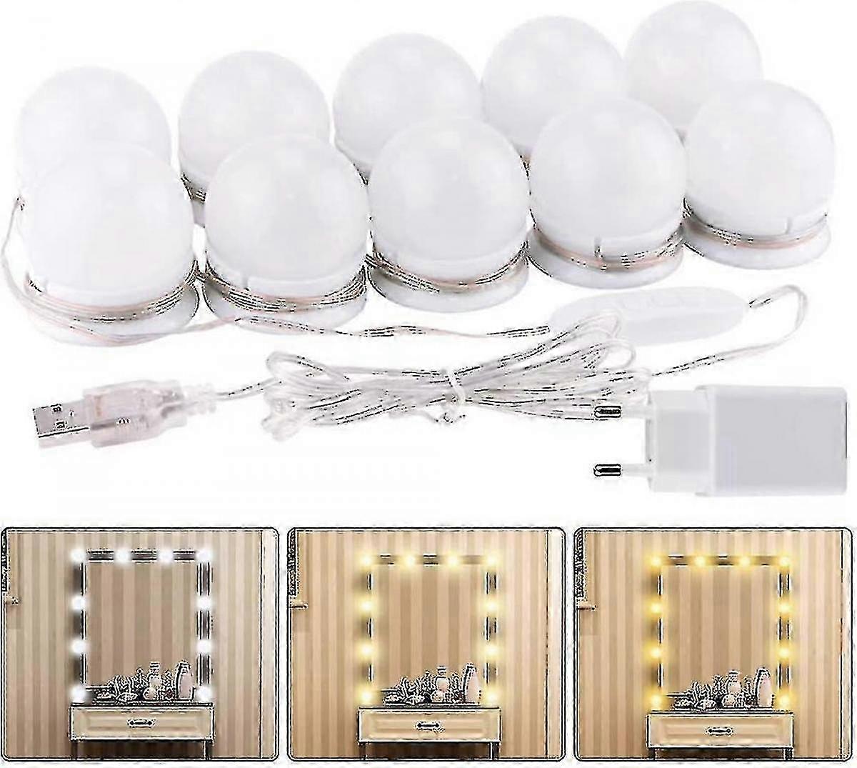 Hollywood Style LED Vanity Lights for Mirrors with 2-14 Dimmable Bulbs (Lamp only, No mirror included)