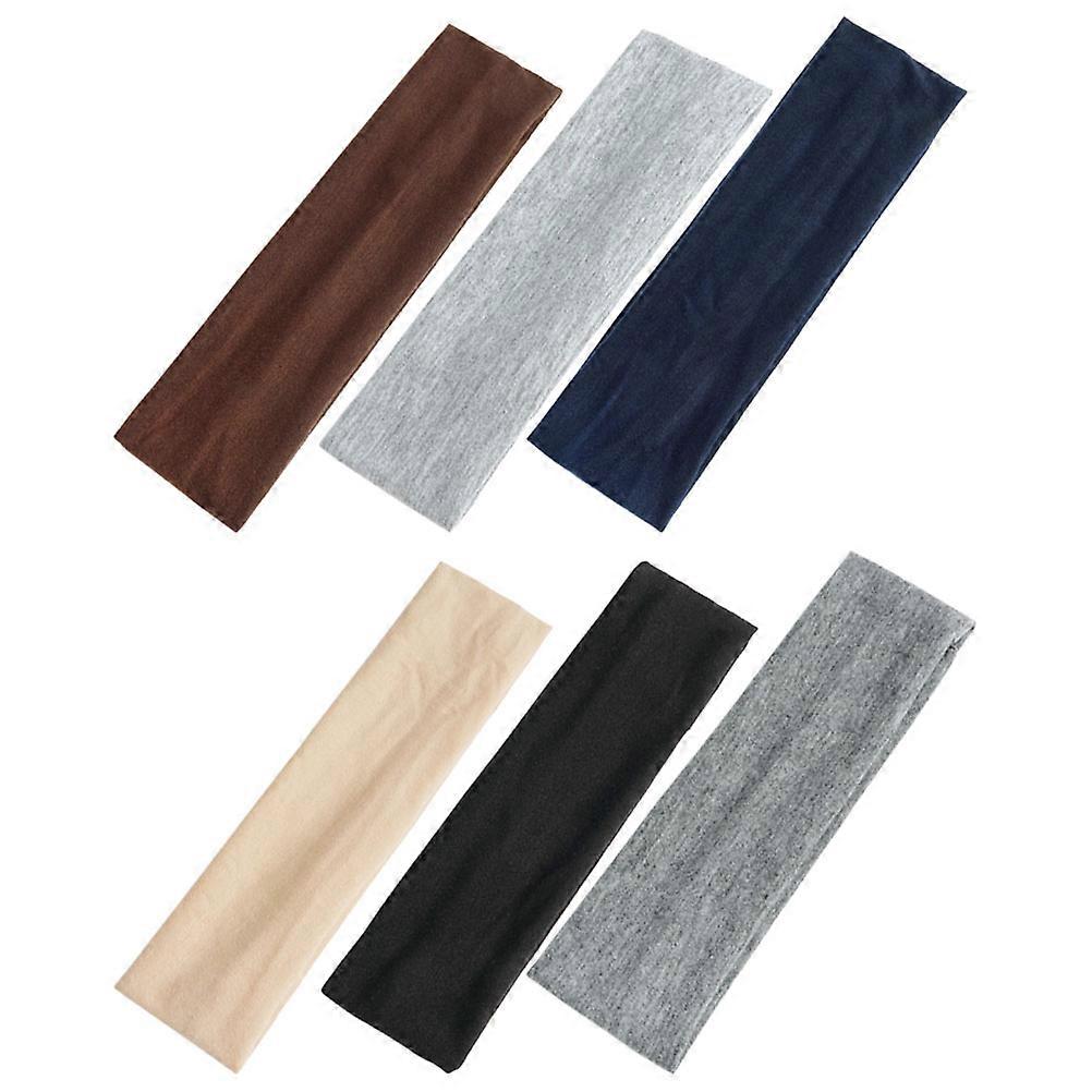 Fasce per capelli da yoga in morbido cotone da 6 pezzi per donne - Fasce per capelli elastiche e antiscivolo con comodo design elastico per sport, allenamento e uso quotidiano - Solido