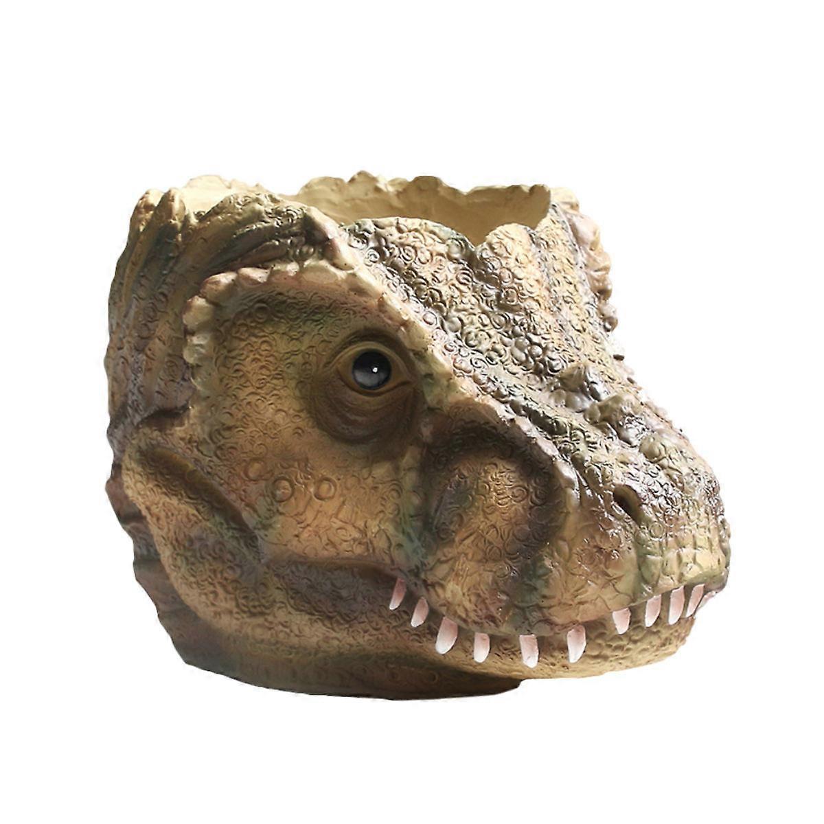 Dinosaur Planter Pot Tyrannosaurus Shape Flower Pot Home Decoration Golden Resin 16.2X13.5X13 Cm 1Pcs