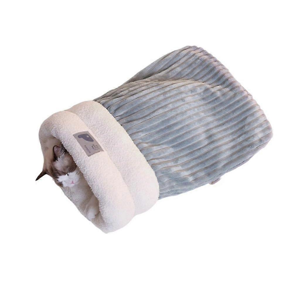 Soft Plush Cat Sleeping Bag Self Warming Cat Cave Bed for Indoor Cats and Pet Hideaways