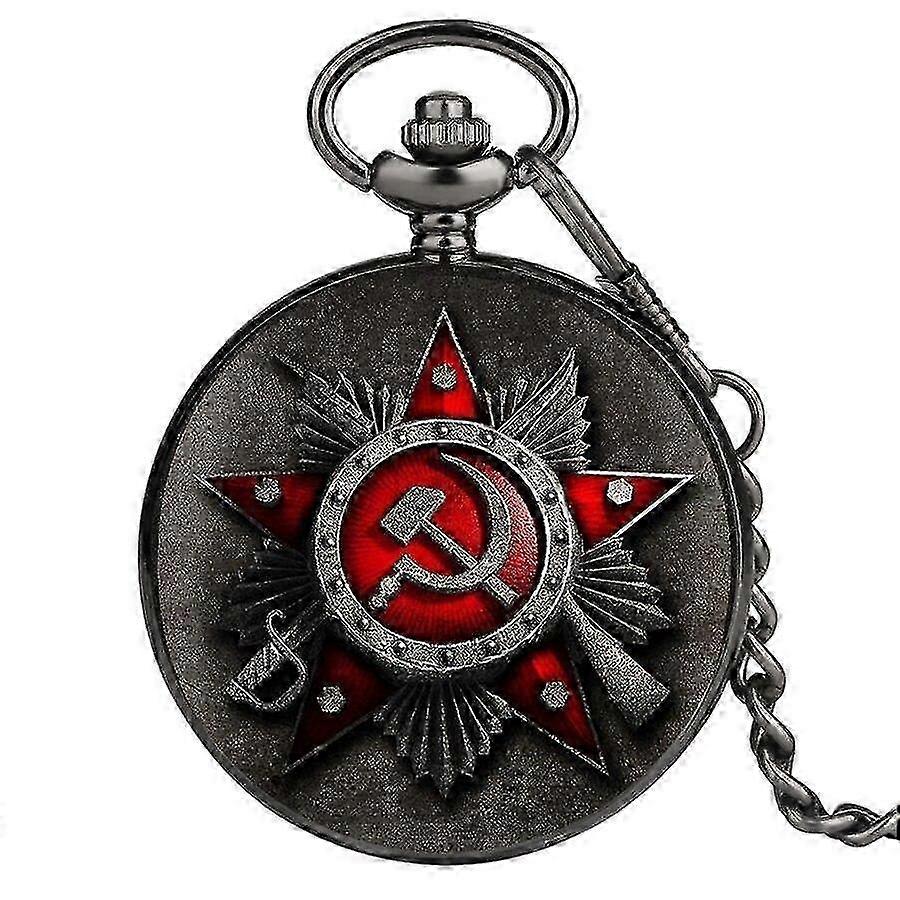 Soviet Union Flag Hammer and Sickle Pocket Watch Badges