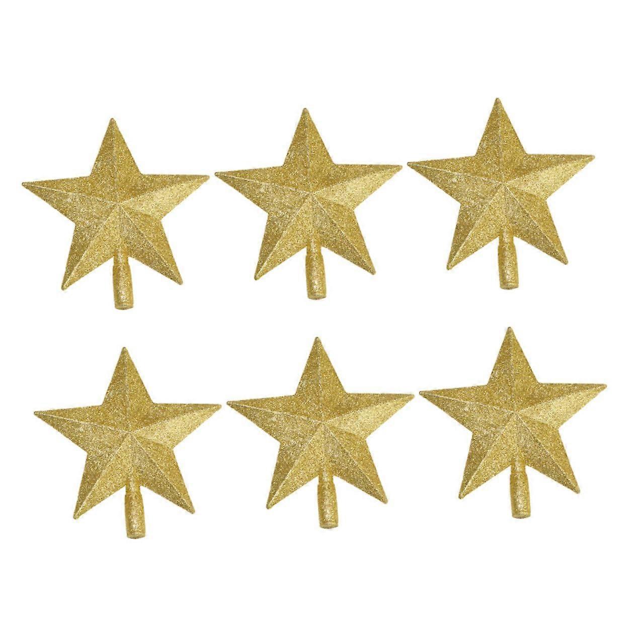 6-Piece Christmas Tree Topper Set Unique Crown Ornaments Durable Plastic Compatible With Christmas Trees