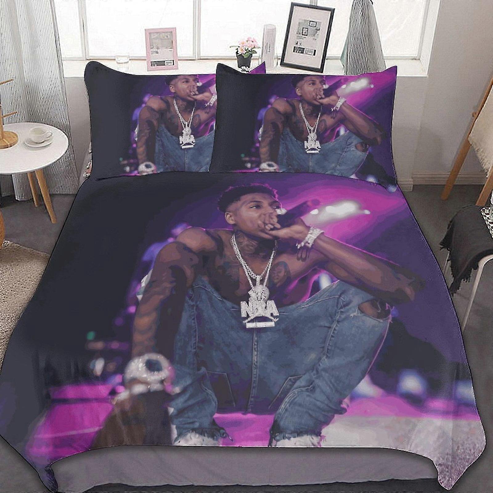 Conjunto de edredom leve impresso em 3D de 3 peças com capa de edredom e fronhas, adequado para menino que nunca quebrou novamente