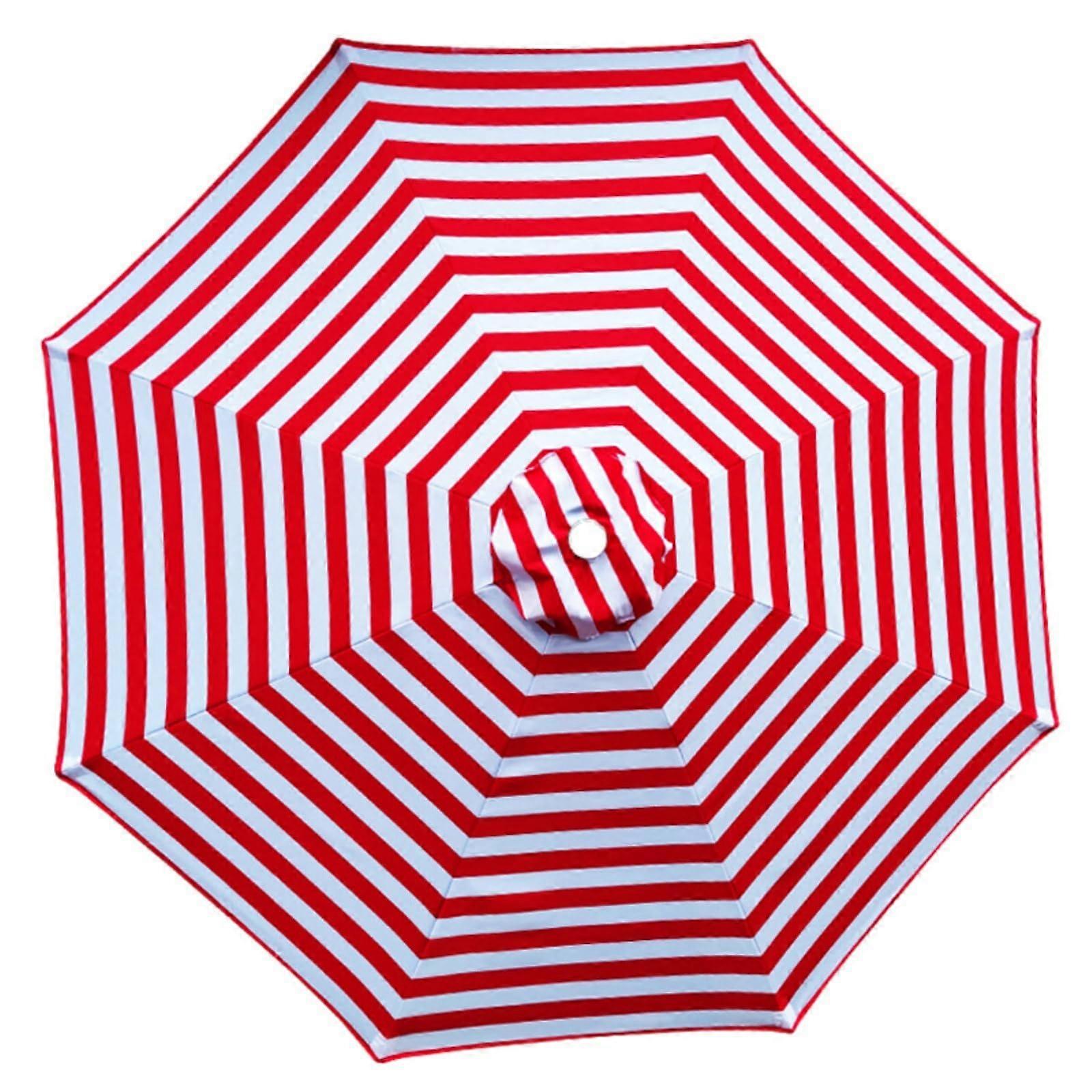 Replacement canopy for sun umbrella, 6 ribs, polyester, UV rain cover (RedWhite, 2m)