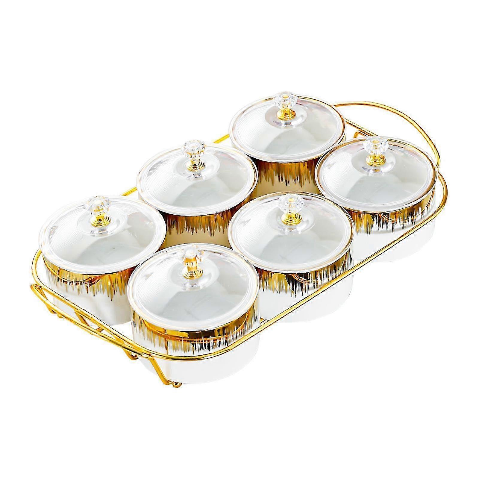 Recipiente de Servir Dividido com Tampa para Lanches, Biscoitos, Doces e Chocolates - 4 Tigelas