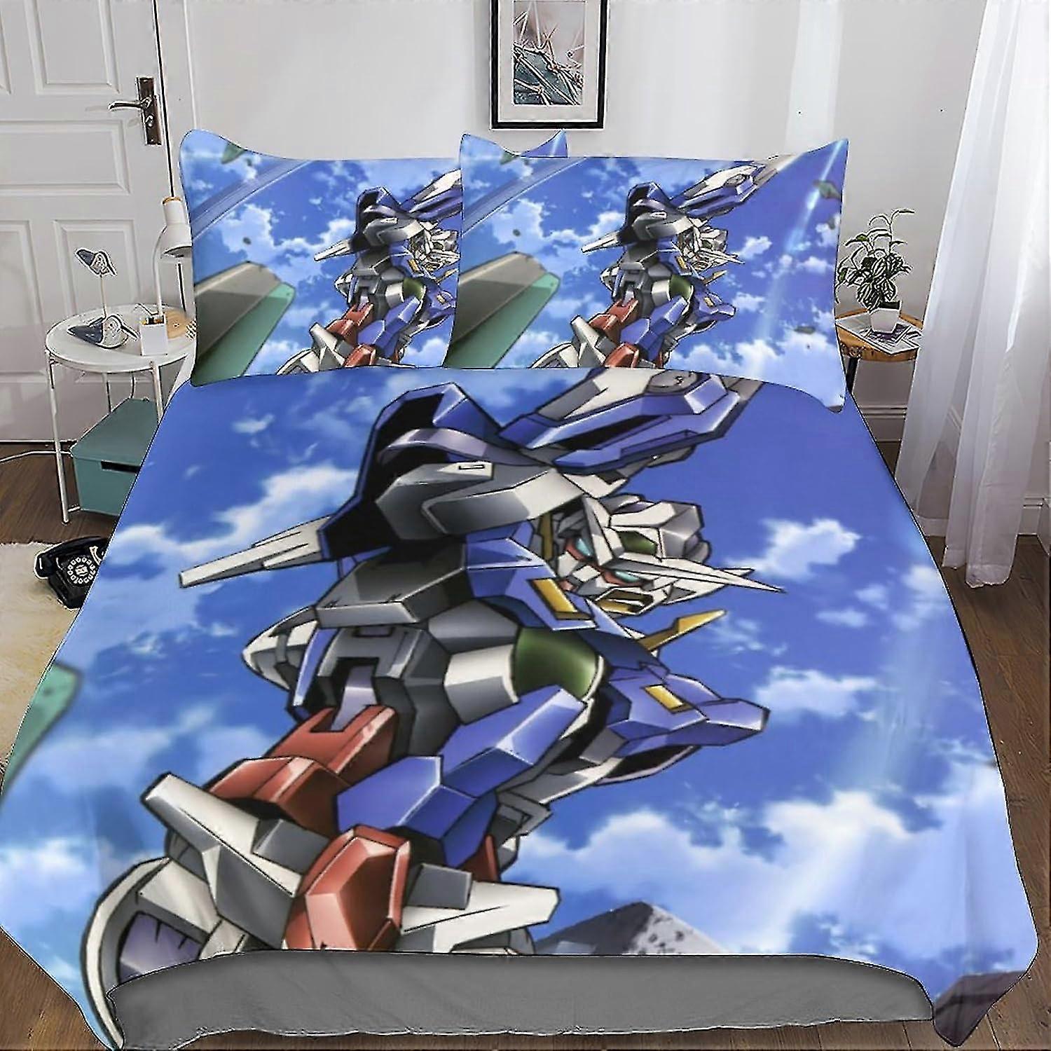 Anime Duvet Cover Set Bedding Set 3D Microfiber Polyester Comforter Cover with Pillow Shams, 3 Piece Set, Zipper Quilt Cover