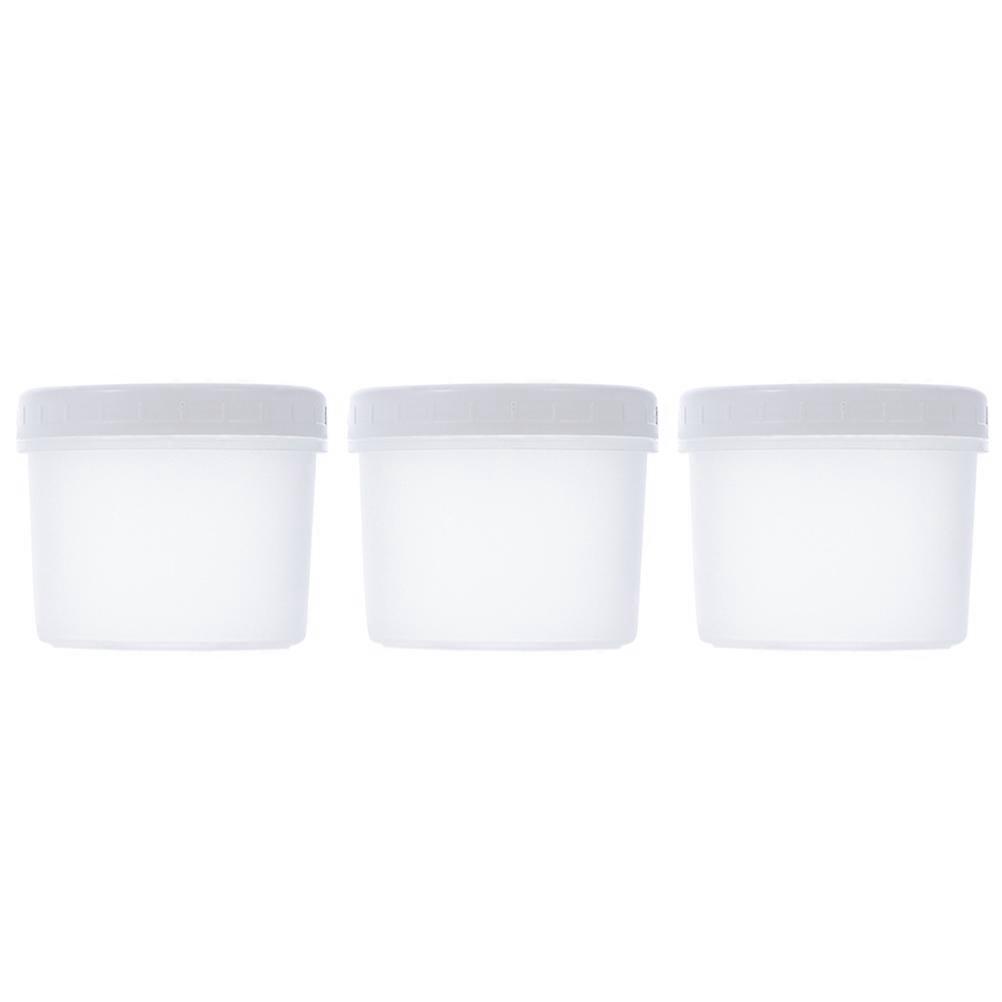 Fridge Storage Box Ice Cream Case 3Pcs White Rectangular Semi-Transparent Matte Finish Food Storage