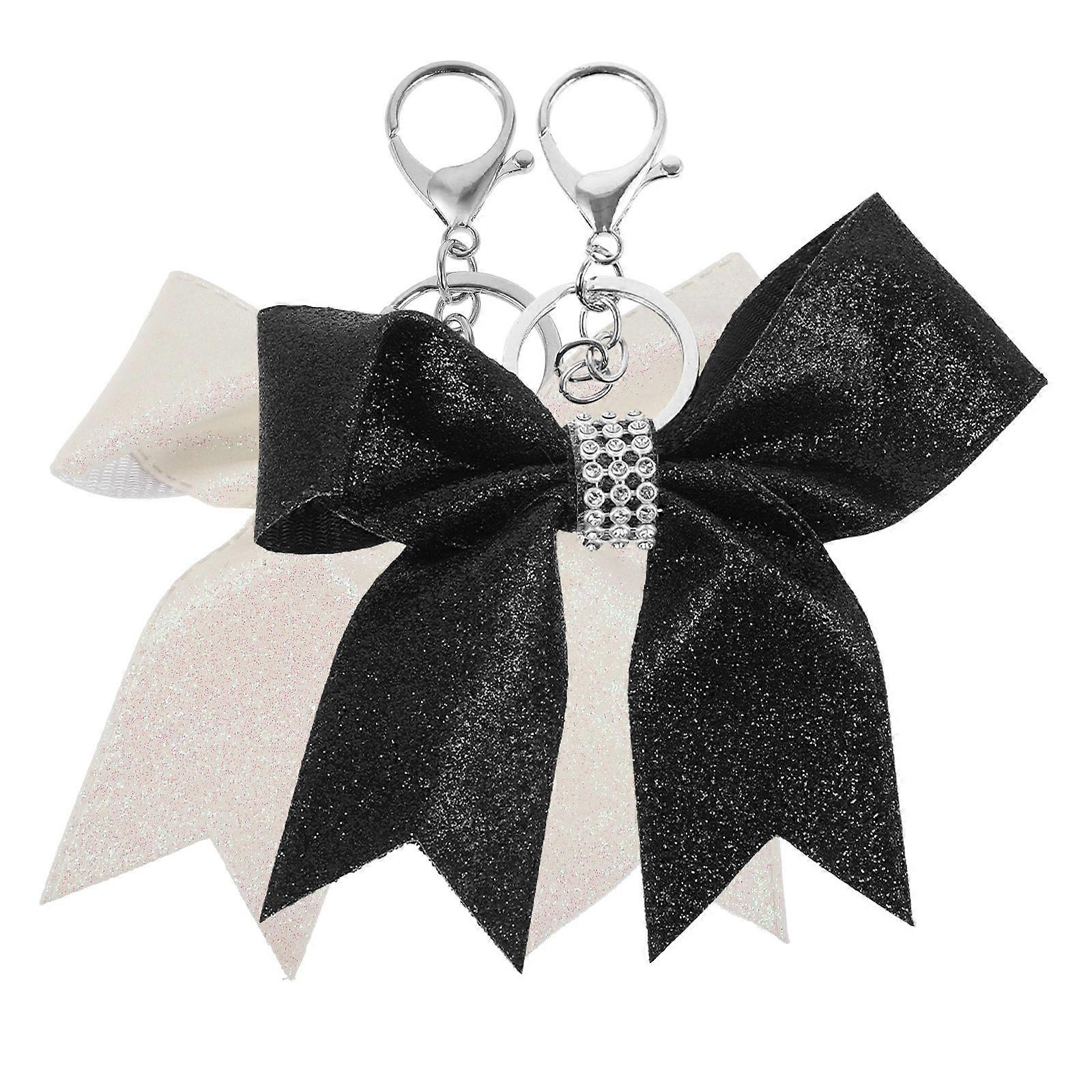 Keychain Pendant Bowknot Design For Daily Use White Artificial Decorative 2Pcs
