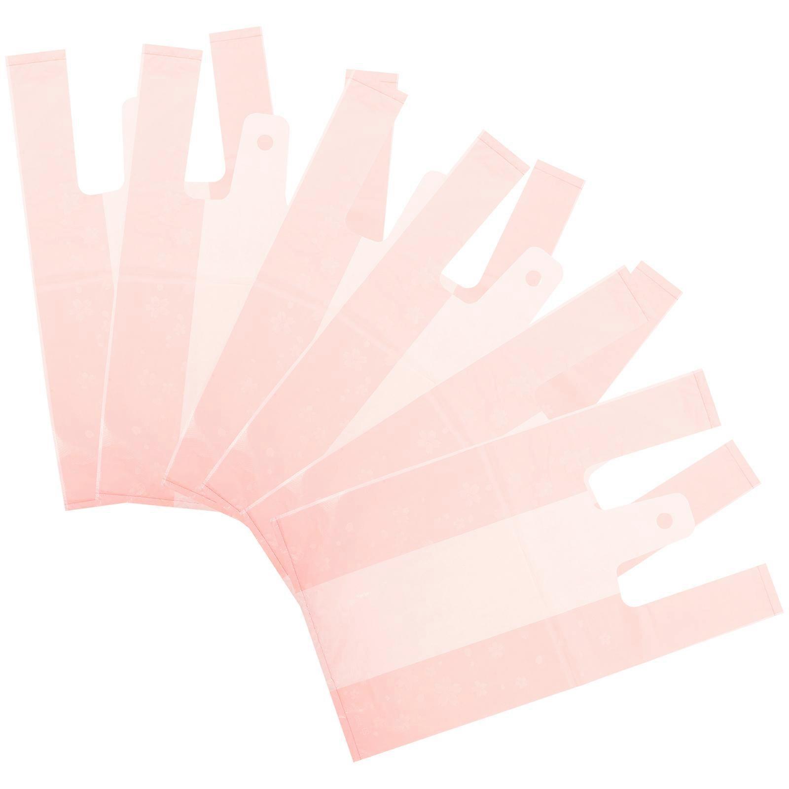 Pink Foldable Shopping Bag with Sakura Pattern for Home Use Large Capacity and Comfortable Handles Made of Plastic